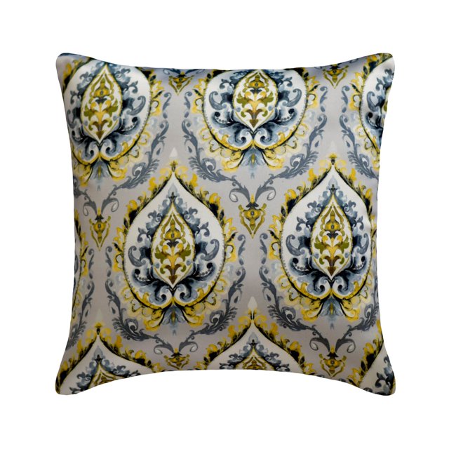 Throw Pillow Covers, Gray 18"x18" (45x45 cm) Throw Pillow Covers, Satin Damask Printed Throw Pillows For Sofa, Damask Pattern Contemporary Style - Fiery Damask