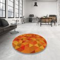 thumbnail image 4 of Ahgly Tapis Rond Lavable en Machine Intérieur Transitionnel Orange Néon, 3 Pieds Rond, 4 of 7