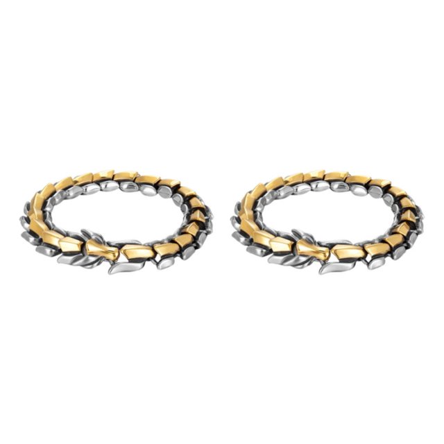 maskred Fashionable Gothic Punk Dragon Scale Bangle 48 inches Durable and Striking Light Gold 9.05 Inch 2Set