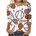 thumbnail image 2 of SMihono Hauts pour Femmes Été Chic Décontracté Mode Féminine Manches Courtes Col Rond Rétro Imprimé Ample Blouse Manches Trois-Quarts T-shirt Oversize pour Femmes, 2 of 4