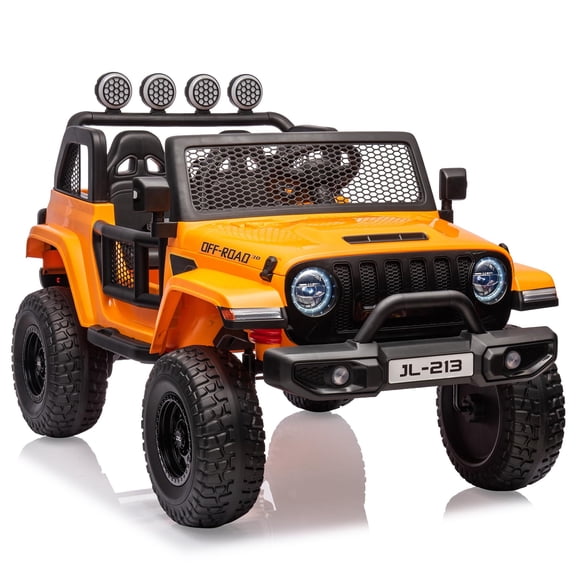 TROPOW Kids Cars Electric Ride On,24V 2 Seater Kids Ride On Truck Electric Vehicle for Toddlers Switchable 2WD/4WD Ride On Car Toy with Remote Control,Christmas Gift for Kids,Orange