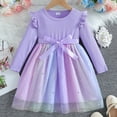 thumbnail image 2 of WUANDIXFA Robe d'Automne pour Fille Robe Tutu pour Enfant Robe de Fête à Manches Longues en Chiffon pour Petite Fille Automne et Printemps Violet, 1-2 Ans, 2 of 4