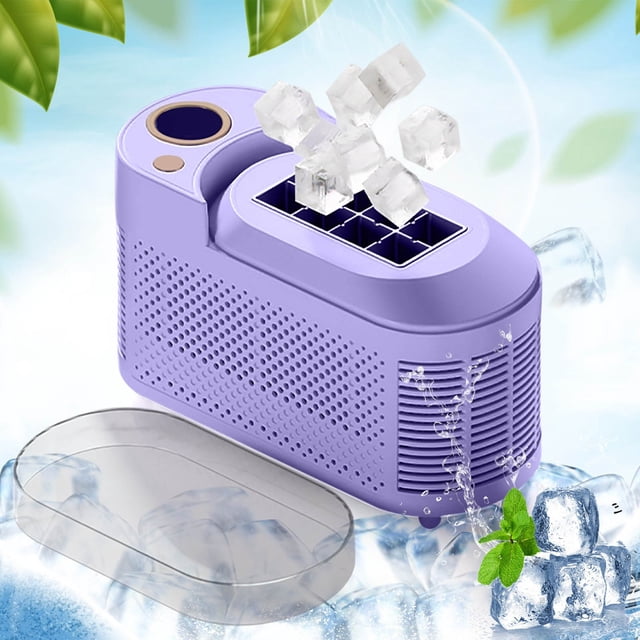 Kbndieu Ice Maker Mini Ice Maker - Automatic Ice Maker Compact Portable Transparent Window Easy Ice Release for Kitchen Office Travel Rv Trip Home Essentials