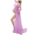 thumbnail image 2 of Offres du Jour TMOYZQ Robes de Maternité pour Femmes Épaules Dénudées Sans Bretelles Robe en Mousseline Fendue devant Robes Maxi Mode Robes Maxi pour Photographie, 2 of 7