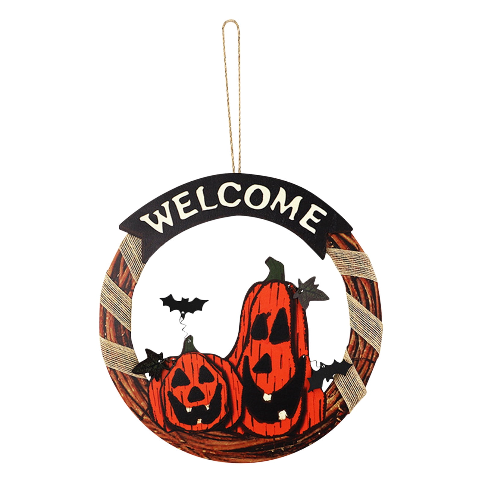 Birdeem Halloween Pumpkin Hanging Sign Front Door Welcome Sign Halloween Front Door Decorations Halloween Door Sign Pumpkin Wall Decor Wall Sign Plaque for Halloween