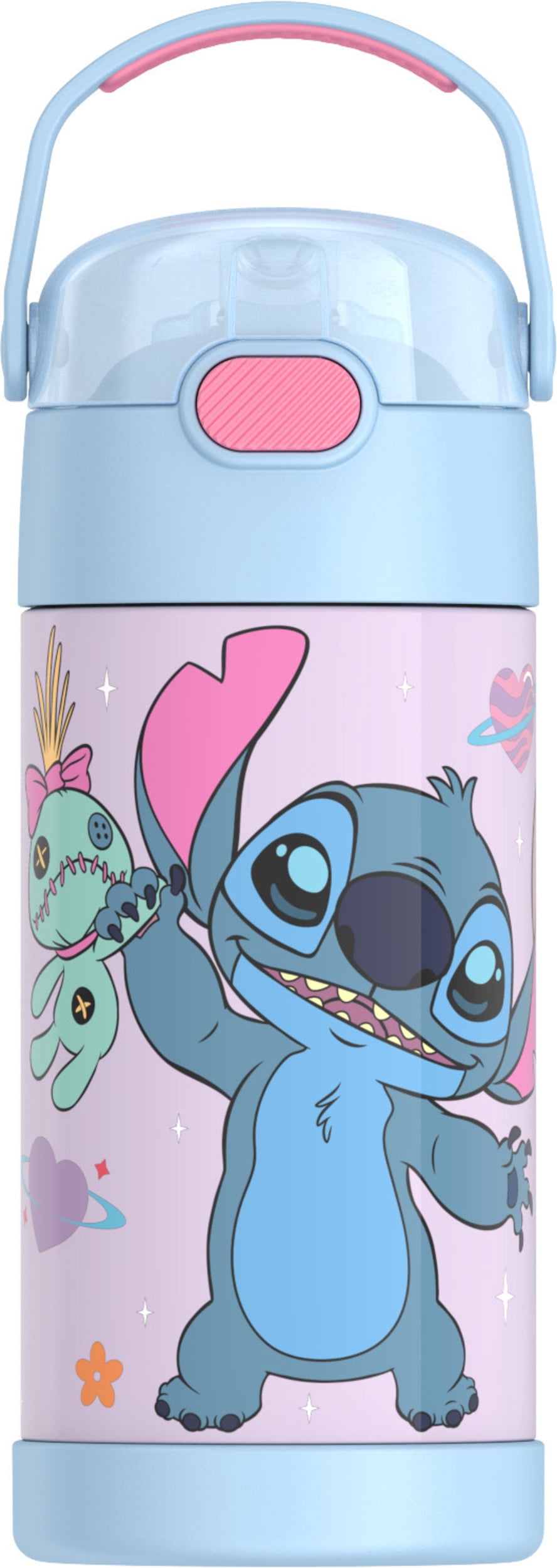 Bouteille isotherme Thermos Kids Funtainer en acier inoxydable de 12 oz avec paille rabattable, Stitch