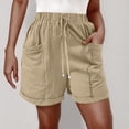 thumbnail image 3 of Casual Shorts for Women with Elastic Waist and Drawstring, Solid Color Loose-Fit Summer Pants, Polyester Lightweight Comfortable Short Pants for Daily Wear, 3 of 7