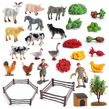 36 Pcs Jouets d'Animaux de Ferme pour Enfants Apprentissage Ensemble de Jeu Éducatif Figurines de Ferme de Simulation Jouets d'Animaux Ornements