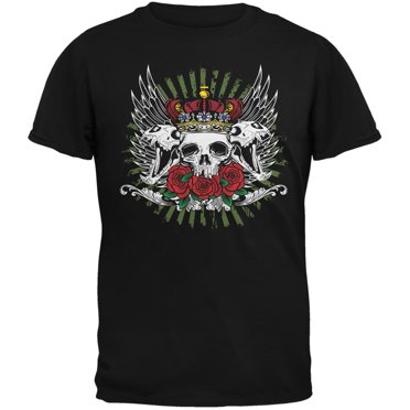 T-shirt noir pour adulte Skull & Roses