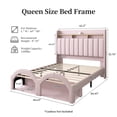 thumbnail image 2 of SIBEDS Bed Frame with Storage Drawers and Galaxy Star Projector PU Upholstered Pink Headboard, Queen, 2 of 9