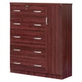 thumbnail image 3 of Pemberly Row Modern 5 Drawer Wooden Tall Chest Wardrobe in Mahogany, 3 of 7