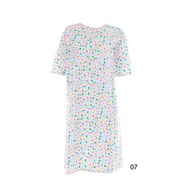 Women's Adaptive Flannel Backwrap Gown (Medium, Chick Butterflies & Flowers On a White Background - 07)