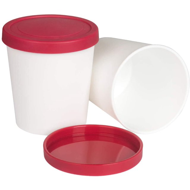 2 Pcs Contenants pour Crème Glacée, Contenants de Congélation Sans BPA Réutilisables avec Couvercles pour Yaourt Glacé Rouge 250ml