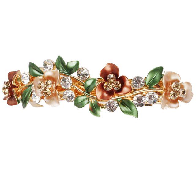Barrette pour Femmes en Strass, Décor de Fleurs, Papillon, Barrette Française