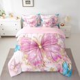 thumbnail image 2 of Erosebridal Literie Papillons Roses de Rêve Format Grand, Accessoires de Literie Floraux Chics, Réversible 7 Pcs, 2 of 5