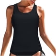 thumbnail image 2 of EGNMCR Tankini Swimsuits for Women Women Solid Color High Neck Tops Bathing Suit Tops For Tank Tops Swimsuits, 2 of 7