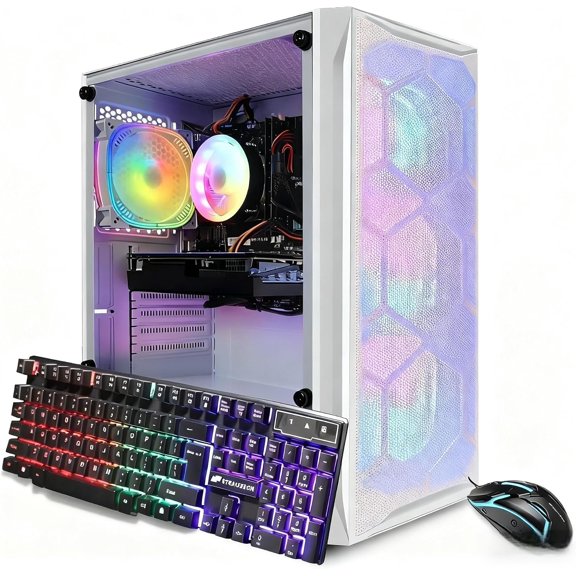 STGAubron Gaming PC Computer Desktop, Intel Core i7 up to 3.9GHz, AMD Radeon RX 5600 XT 6G GDDR6, 16G RAM,1T SSD,WiFi 6, BT 5.0, RGB Fan x 4, Windows 11 Home