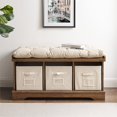 thumbnail image 3 of 42" Wood Storage Bench with 3 Totes and Cushion - Reclaimed Barnwood, 3 of 6