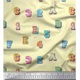 thumbnail image 1 of Soimoi Crepe Silk Fabric Numbers & Alphabets Text Decor Fabric Printed Yard 42 Inch Wide, 1 of 3