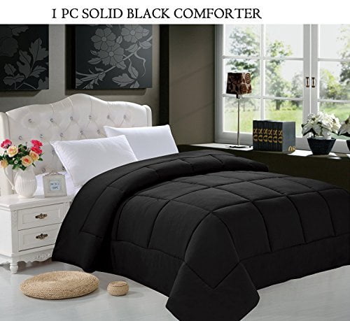 Elegant Comfort Luxurious Down Alternative Double-Fill Comforter Duvet Insert Full/Queen Black