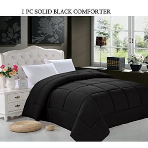 Elegant Comfort Luxurious Down Alternative Double-Fill Comforter Duvet Insert Full/Queen Black