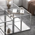 thumbnail image 4 of Contemporary Metal and Glass Large Square Coffee Table - Silver, 4 of 7