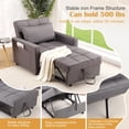 thumbnail image 1 of Fauteuil-lit Convertible 3-en-1 – Dossier Réglable, Divan Pliable, Coussin Épais, Pochette de Rangement – Canapé en Lin Moderne Gain de Place pour Salon Ou Chambre d'Amis – 86x192 cm, Gris Foncé, 1 of 7