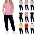 thumbnail image 1 of Qtocio Big Girls 2 Piece Outfits Solid Color Short Sleeve Tee Tops and Long Pants Casual Daily Style Lightweight Soft Summer Matching Set for Kids, 1 of 5