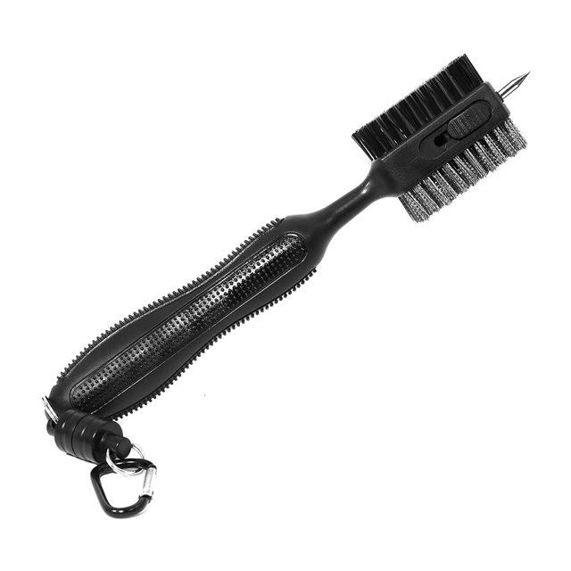 QualitChoice Brosse de Nettoyage Double Face pour Club de Golf, Outil Réutilisable d'Entretien des Taches avec Rainure, Accessoires d'Entraînement Extérieurs, Noir, 1 Ensemble