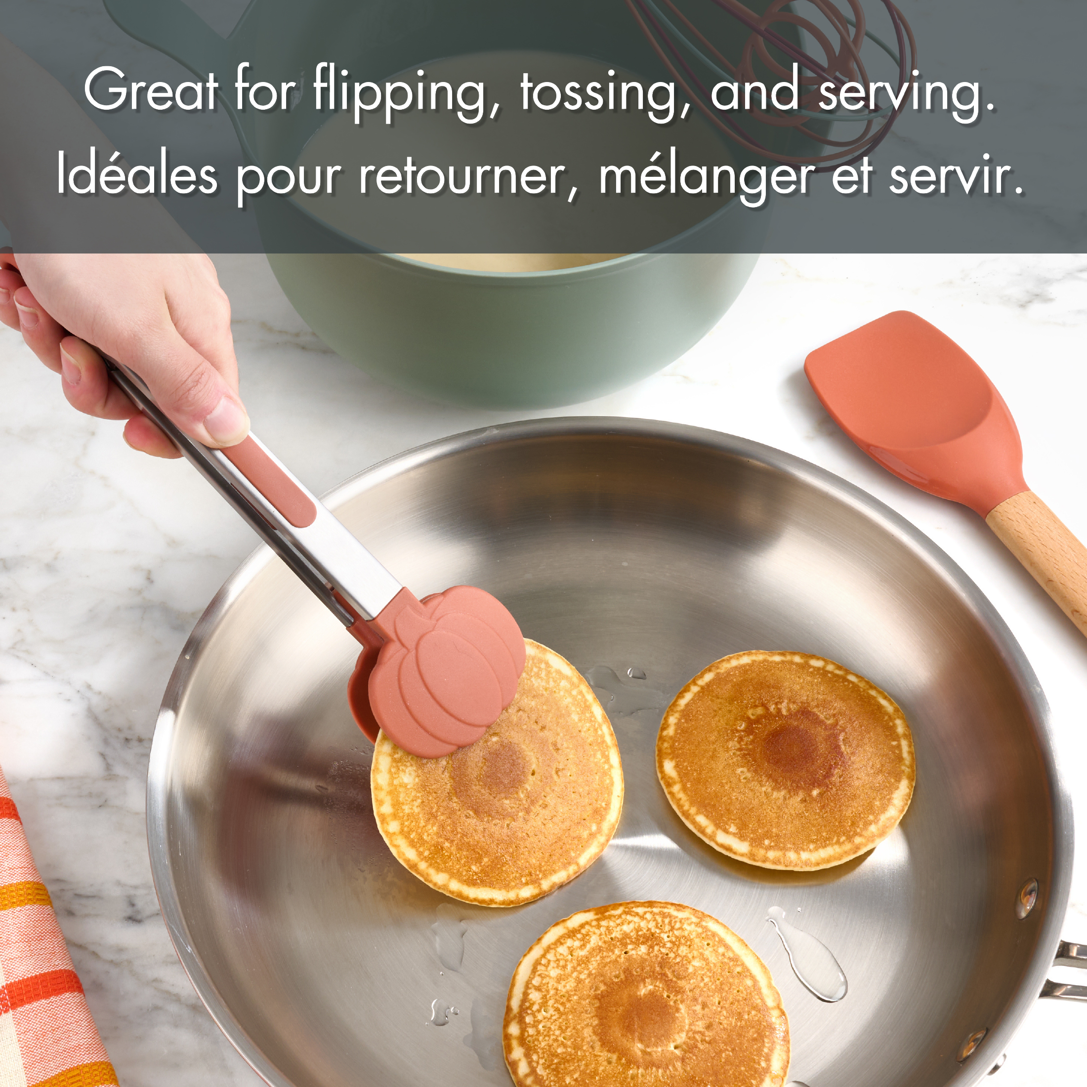 Pinces de cuisson et de service en acier inoxydable et silicone 9” - Tout-pour-Célébrer de Walmart, Citrouille, Orange