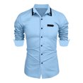 thumbnail image 1 of GigrtiJin Mens Button down Shirts Fall Long Sleeves Loose Solid Color Shirts Casual Fashion Work Tops Blouses, 1 of 4