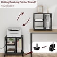 thumbnail image 4 of Removable Desktop Printer Stand with Charging Station, 3 Tier Under Desk Rolling Printer Table Printer Cart with Storage Shelf and Wheels, 4 of 6