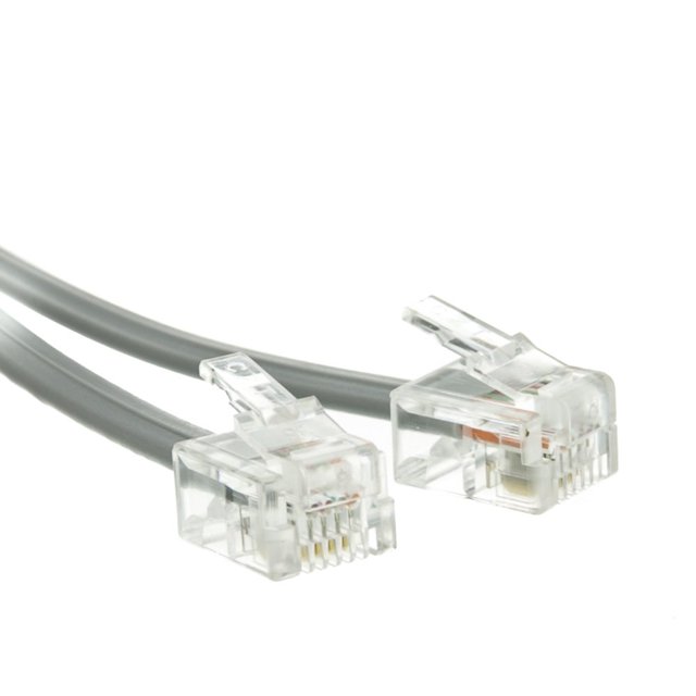QualConnect Cordon de Téléphone (Vocal), RJ11, 6P / 4C, Argent Satiné, Inversé, 2 Pieds