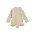 thumbnail image 1 of Faithtur Infant Girl Solid Color Ruffle Zipper Rash Guard Swimwear Bathing Suit, 1 of 8
