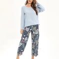 thumbnail image 2 of Teissuly Pyjama pour Femmes Pyjama à Col Rond Ensemble à Manches Longues pour la Maison, 2 of 3