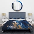 thumbnail image 3 of Designart "Frozen Splash of Paint I" Modern Bedding Covert Set - Abstract Spirals Blue Abstract Bed Set With 1 Sham, 3 of 6