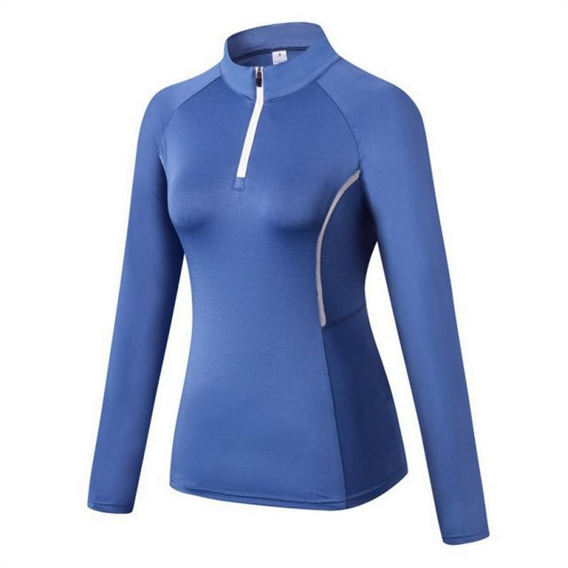 T-Shirts à Manches Longues à Fermeture Éclair pour Femmes Yoga Course Quart de Zip Pull-Over Exercice T-Shirts Rouge s