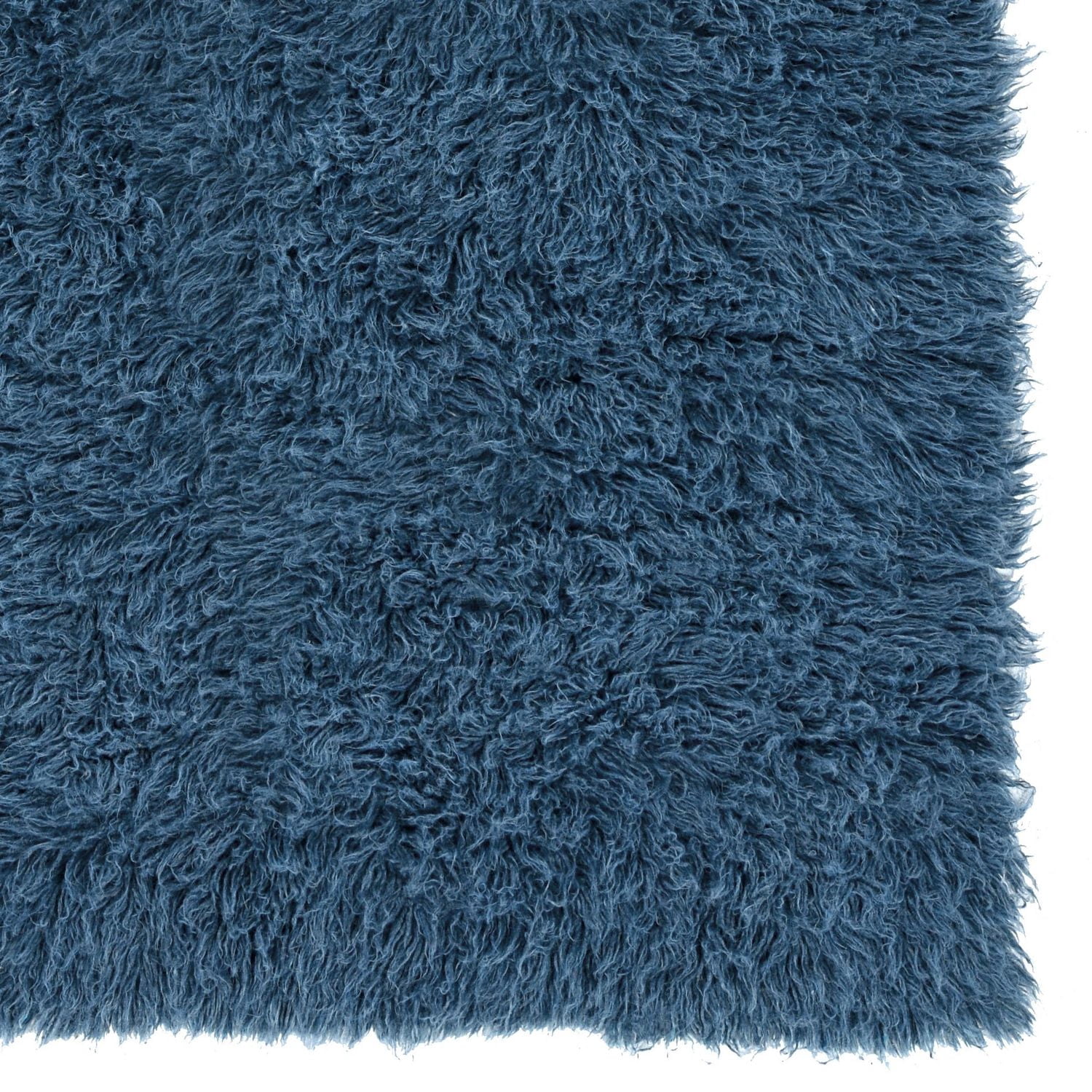 New Flokati 1400gr 2'4" x 4'8" Accent Rug, Denim Blue