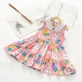 thumbnail image 2 of Yanlir Robe Confortable pour Bébés Filles Sans Manches à Volants Imprimé Fleuri Col Rond Mi-Mollet pour Tenues Adorables 2-10 Ans (Rose, 5-6 Ans), 2 of 3