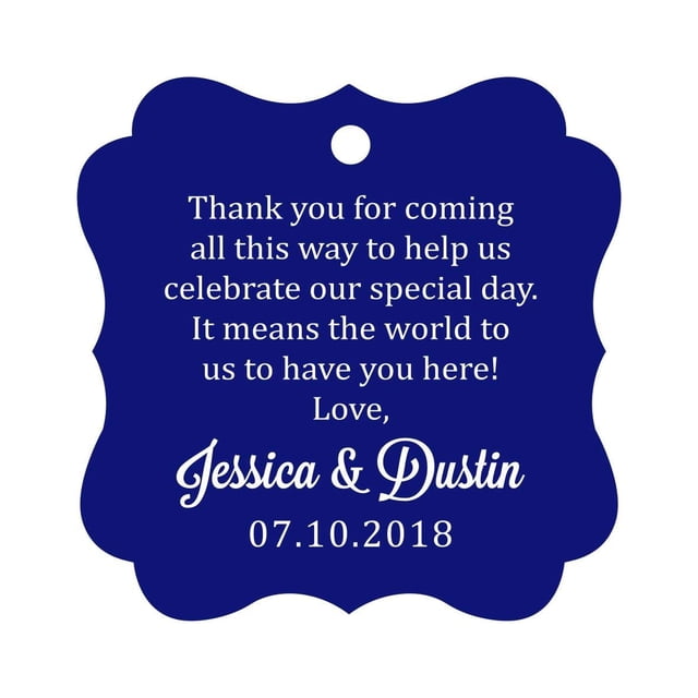 Darling Souvenir Custom Wedding Thank You Message Gift Tags Personalized Party Favor Hang Paper Tags-Blue-50 Tags