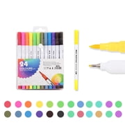 Pens For Teachers Gifts Student Supplies Double Line Pen Color Hand Account Pen Dream Metal Pen Hand-painted 24 Color Highlighter Marker Pen 2ml Multi-color