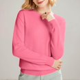 thumbnail image 3 of ManxiVoo Chandail Tricoté à Manches Longues et Col Rond pour Femmes, Haut à Capuche pour Automne Hiver, Tenue Décontractée, Taille TG, Rose Vif, 3 of 8