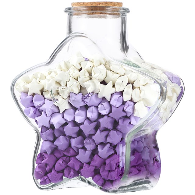 Origami Star Strips With Jar Purple Paper 1 Set 6.3X5.3X3.1in
