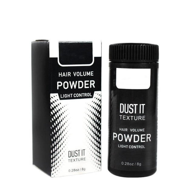 Poudre Capillaire Moelleuse Augmentant le Volume des Cheveux, Poudre Matifiante, Montrée dans une Bouteille Noire de 8 g avec une Boîte Noire Assortie. l'Emballage Met en Valeur « Dust It Texture » et « Hair Volume Powder Light Control » en Texte Blanc. Conçue pour Ajouter du Volume et une Finition Mate à Tous les types de Cheveux, Elle Absorbe l'Huile et la Saleté Tout en Étant Facile à Appliquer et à Laver. Convient pour Créer des Coiffures Professionnelles avec un Effet Repulpant Longue Durée.