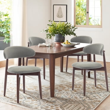 MALOL Wooden Dining Chairs Set of 4, Modern Fabric Upholstered Kitchen Side Chairs, Farmhouse Dining Room Chair Thick Padded with Foot Pegs, Green