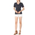 thumbnail image 2 of INSPIRE CHIC Women's Faux Placket Ruffle Hem Puff Sleeve Button Decor Peplum Top, 2 of 6