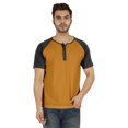thumbnail image 1 of Inkmeso T-Shirts à Manches Courtes Raglan en Coton Léger Unis T-Shirt Classique Henley pour Hommes, 1 of 7