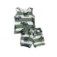thumbnail image 1 of Opperiaya 2Pcs Baby Summer Tracksuits, Cartoon Dinosaur Vest + Shorts Suit, 1 of 7