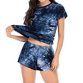 thumbnail image 2 of Teissuly Pyjama pour Femmes Mode Imprimé Teinture sur Nœuds Manches Courtes Survêtement Tenue de Nuit Ensemble de Sommeil, 2 of 7