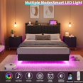 thumbnail image 4 of Bingirl King-Size Floating Bed Frame with LED Lights, Charging Station, Upholstered Platform Bed, Storage Headboard, Wood Slats Support (No Box Spring Needed), Easy Assembly - Black, 4 of 8